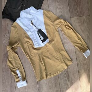 Cavalleria Toscana Tan equestrian show shirt perforated mesh